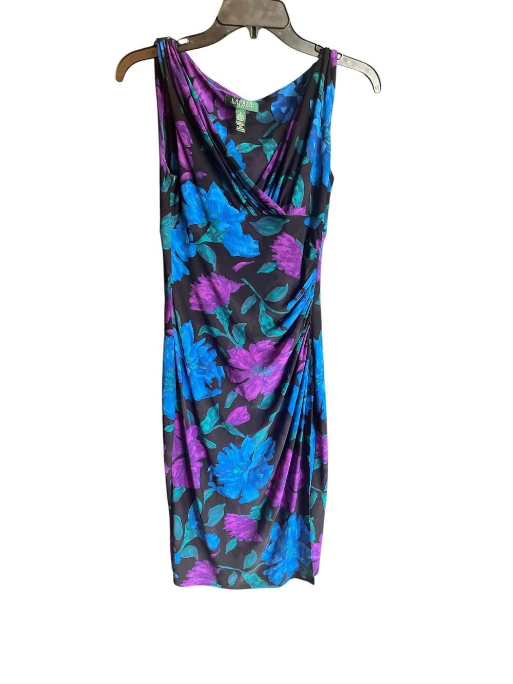 Lauren Ralph Lauren Floral Ruched Surplice Jersey Dress Size 4